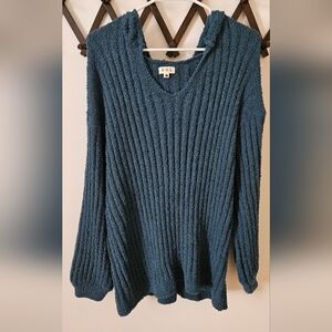 POL Oversized Teal Hooded Sweater Size M